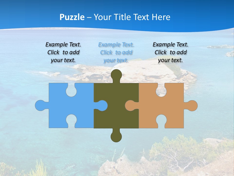 A Beautiful Blue Ocean With A Sandy Beach In The Foreground PowerPoint Template