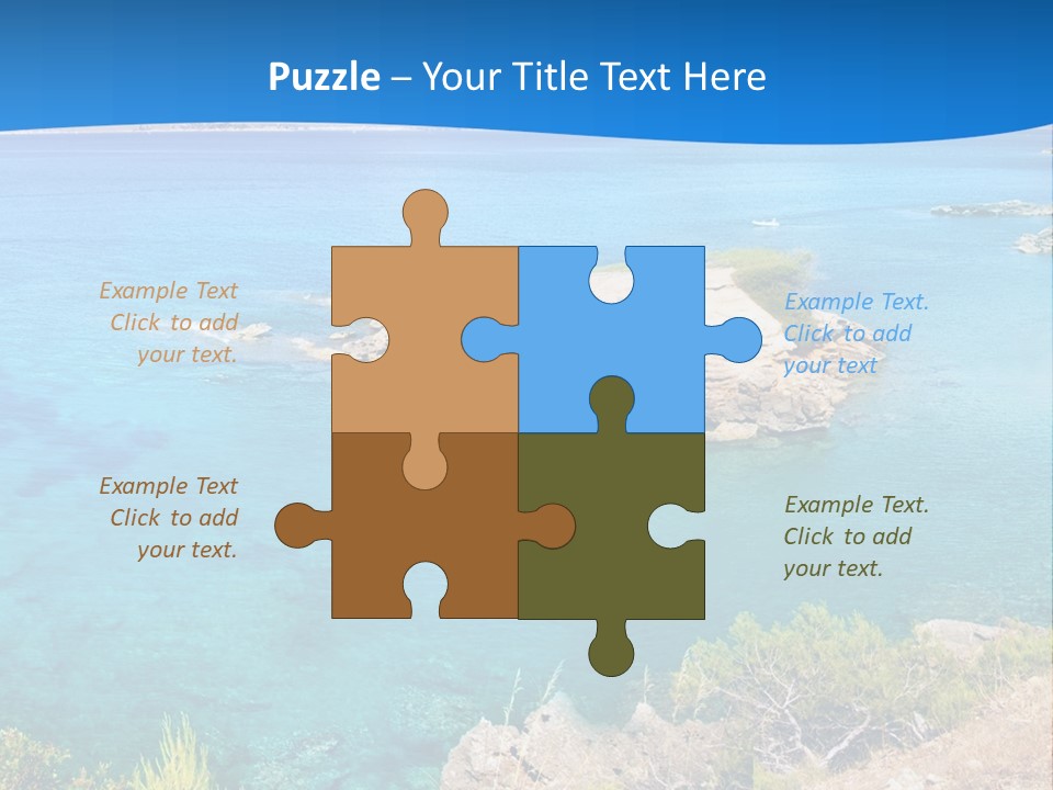 A Beautiful Blue Ocean With A Sandy Beach In The Foreground PowerPoint Template