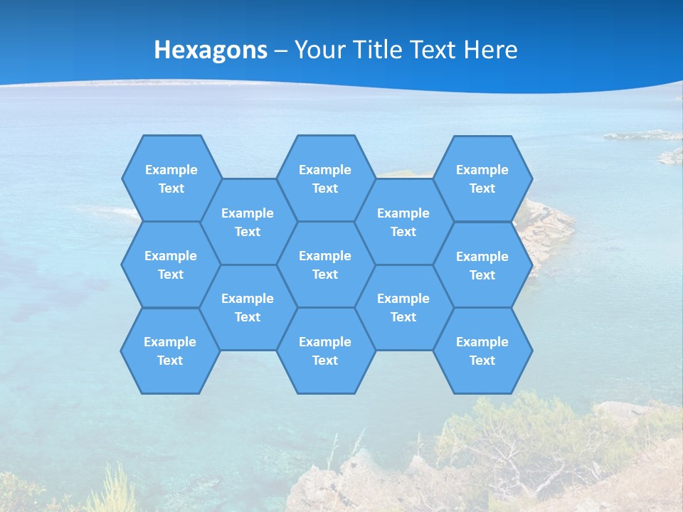 A Beautiful Blue Ocean With A Sandy Beach In The Foreground PowerPoint Template