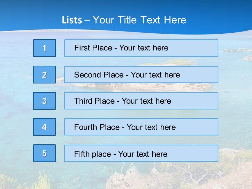 A Beautiful Blue Ocean With A Sandy Beach In The Foreground PowerPoint Template