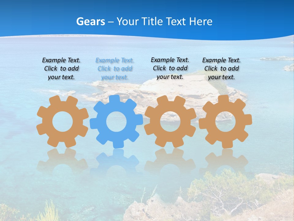 A Beautiful Blue Ocean With A Sandy Beach In The Foreground PowerPoint Template