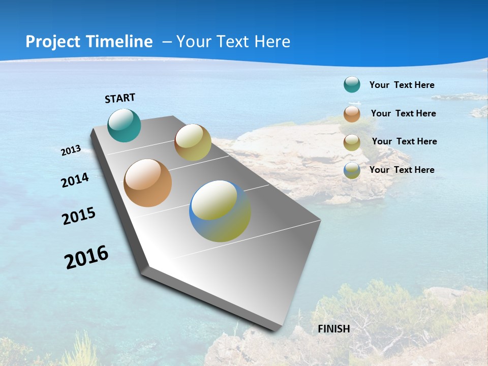A Beautiful Blue Ocean With A Sandy Beach In The Foreground PowerPoint Template