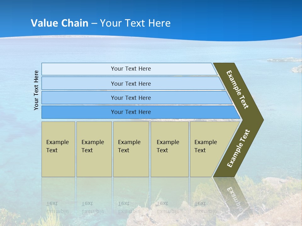 A Beautiful Blue Ocean With A Sandy Beach In The Foreground PowerPoint Template