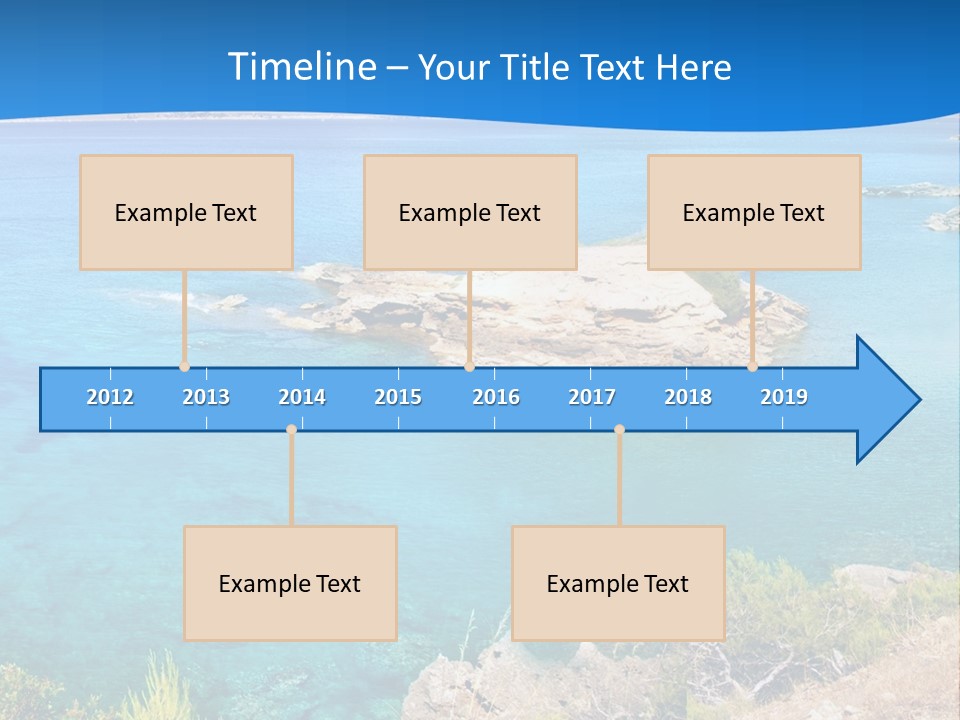 A Beautiful Blue Ocean With A Sandy Beach In The Foreground PowerPoint Template