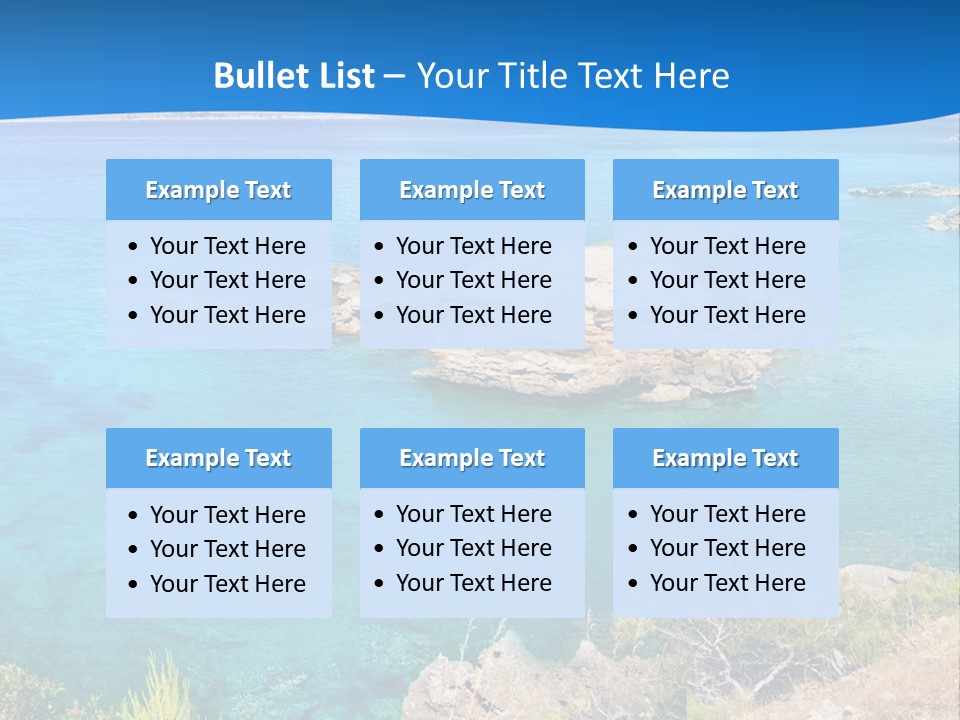 A Beautiful Blue Ocean With A Sandy Beach In The Foreground PowerPoint Template