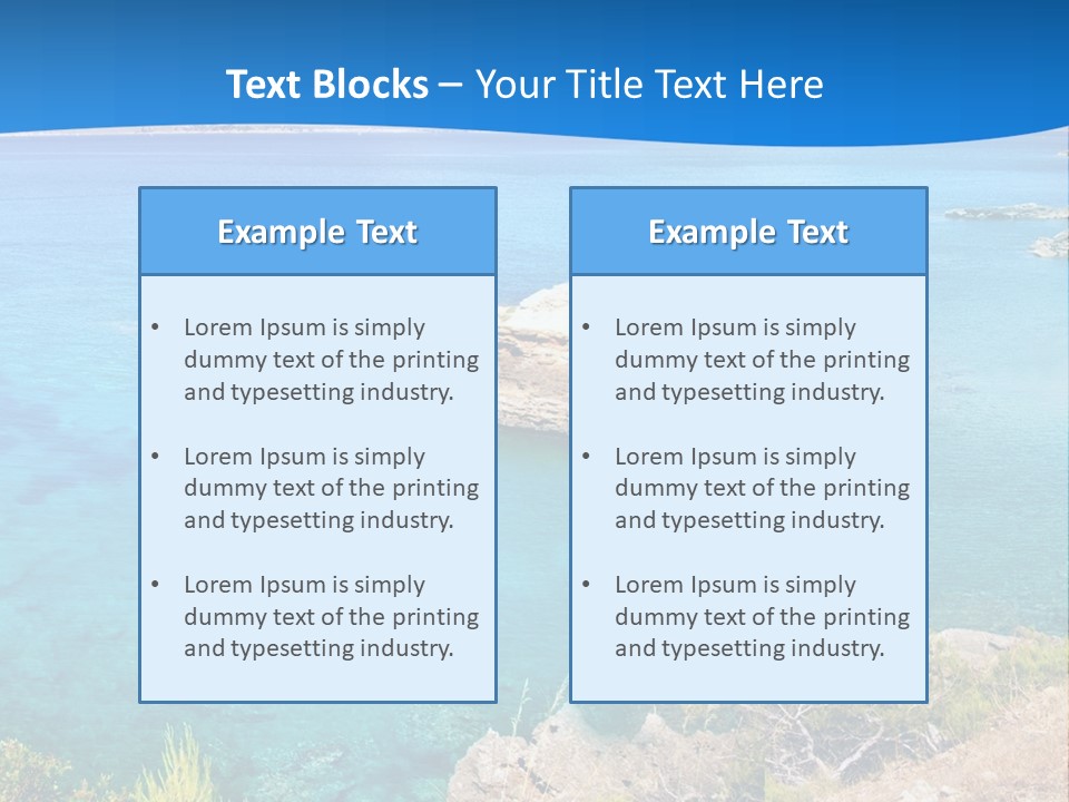 A Beautiful Blue Ocean With A Sandy Beach In The Foreground PowerPoint Template