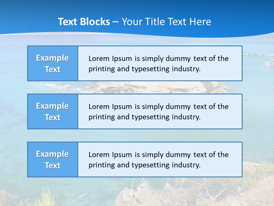 A Beautiful Blue Ocean With A Sandy Beach In The Foreground PowerPoint Template