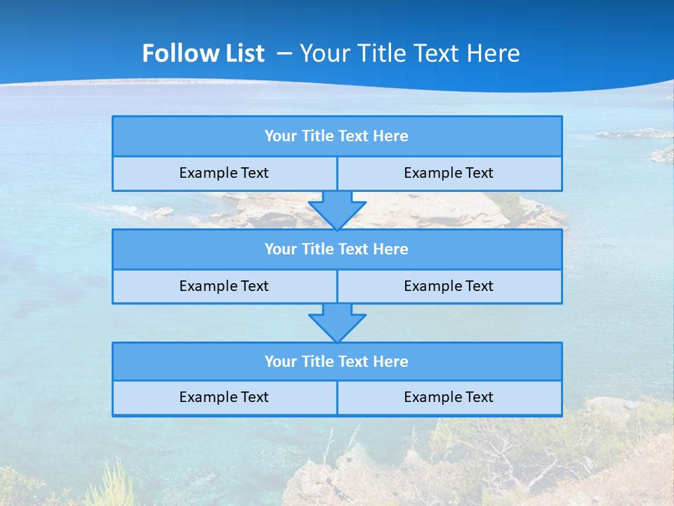 A Beautiful Blue Ocean With A Sandy Beach In The Foreground PowerPoint Template