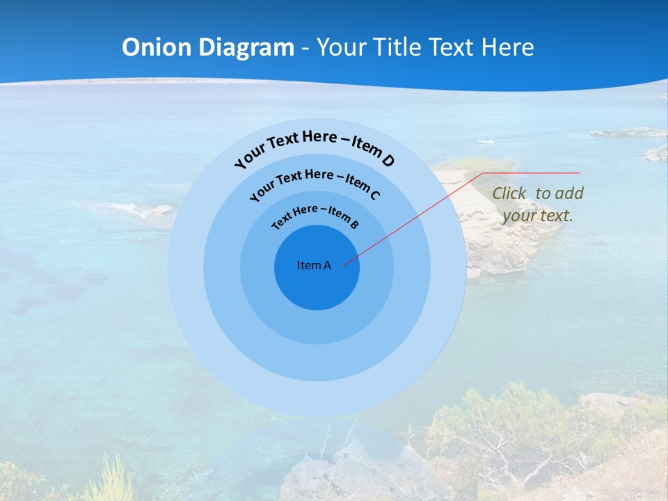 A Beautiful Blue Ocean With A Sandy Beach In The Foreground PowerPoint Template