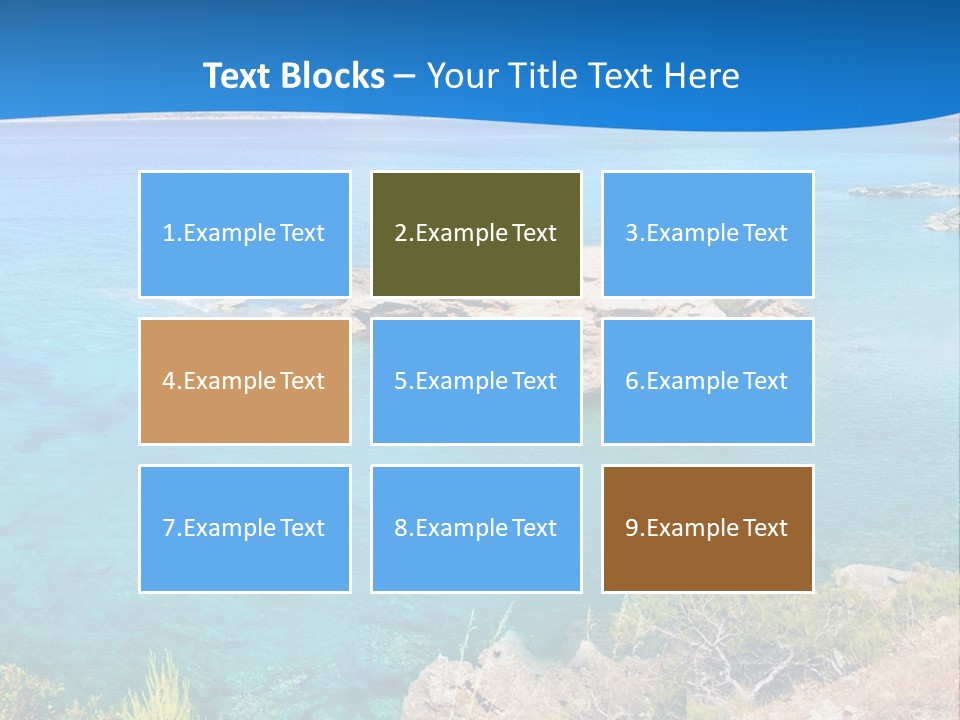 A Beautiful Blue Ocean With A Sandy Beach In The Foreground PowerPoint Template