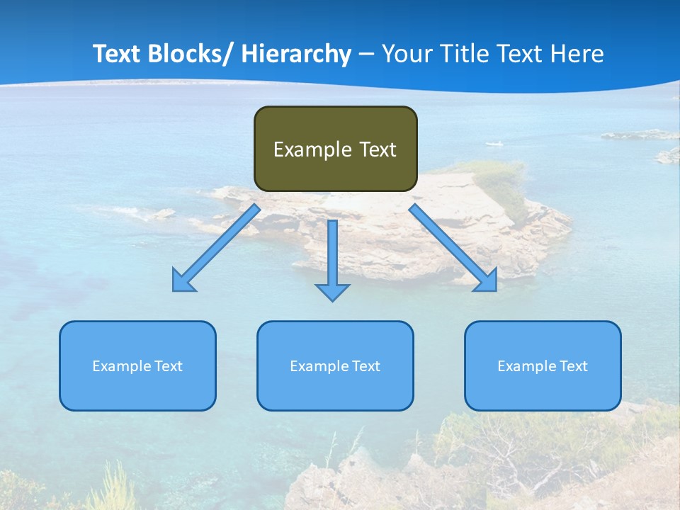 A Beautiful Blue Ocean With A Sandy Beach In The Foreground PowerPoint Template