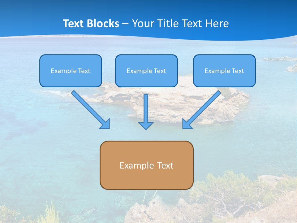 A Beautiful Blue Ocean With A Sandy Beach In The Foreground PowerPoint Template