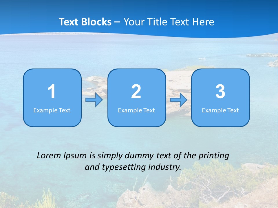 A Beautiful Blue Ocean With A Sandy Beach In The Foreground PowerPoint Template