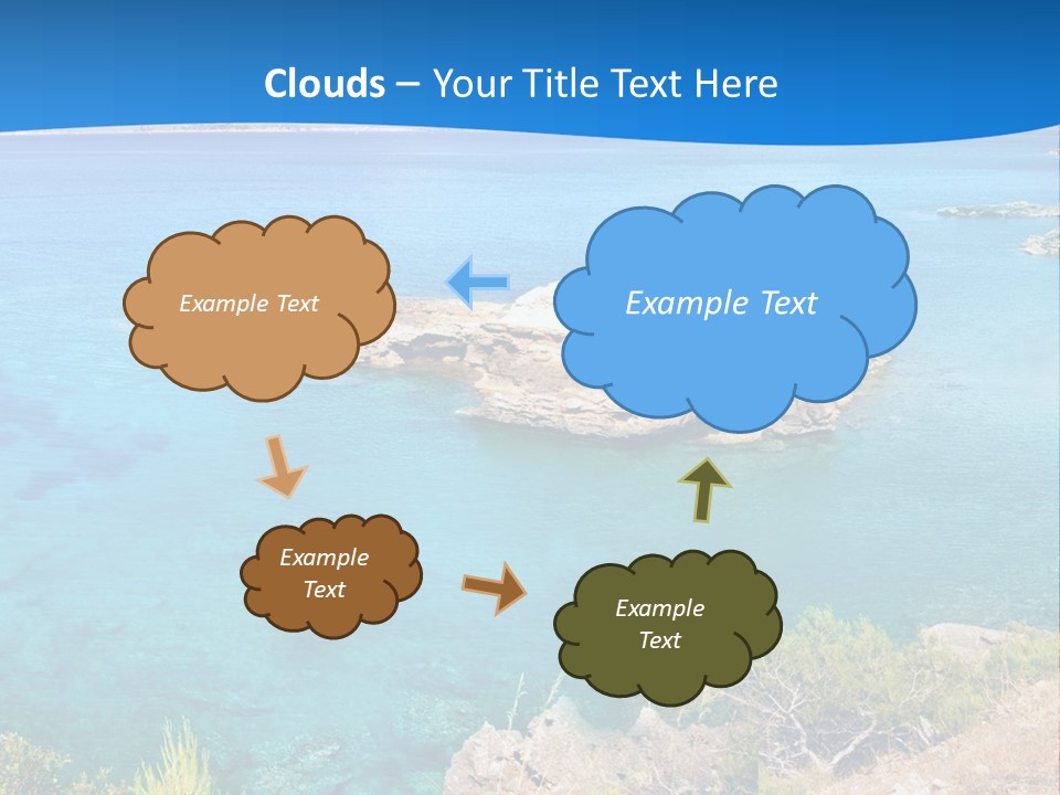 A Beautiful Blue Ocean With A Sandy Beach In The Foreground PowerPoint Template