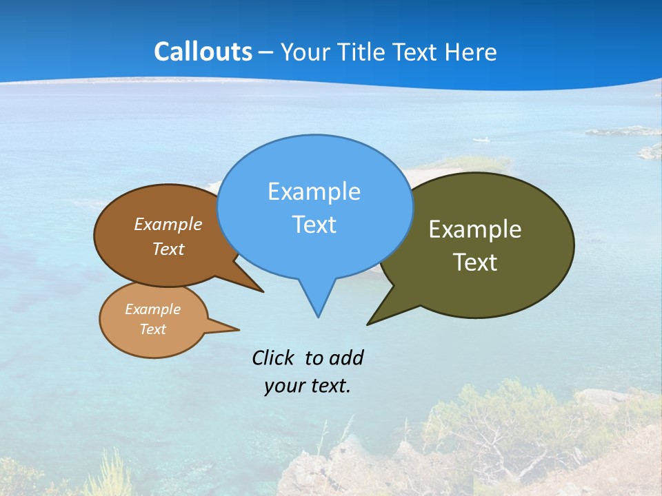 A Beautiful Blue Ocean With A Sandy Beach In The Foreground PowerPoint Template