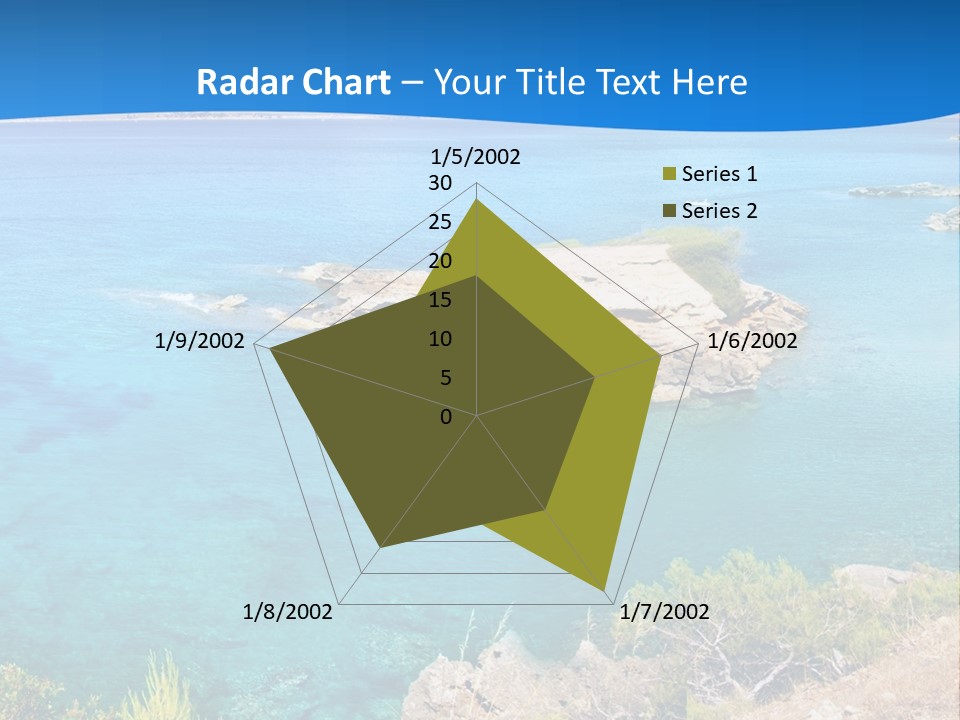 A Beautiful Blue Ocean With A Sandy Beach In The Foreground PowerPoint Template