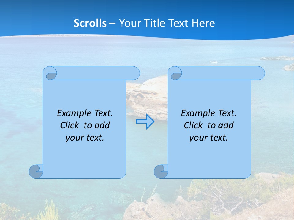 A Beautiful Blue Ocean With A Sandy Beach In The Foreground PowerPoint Template