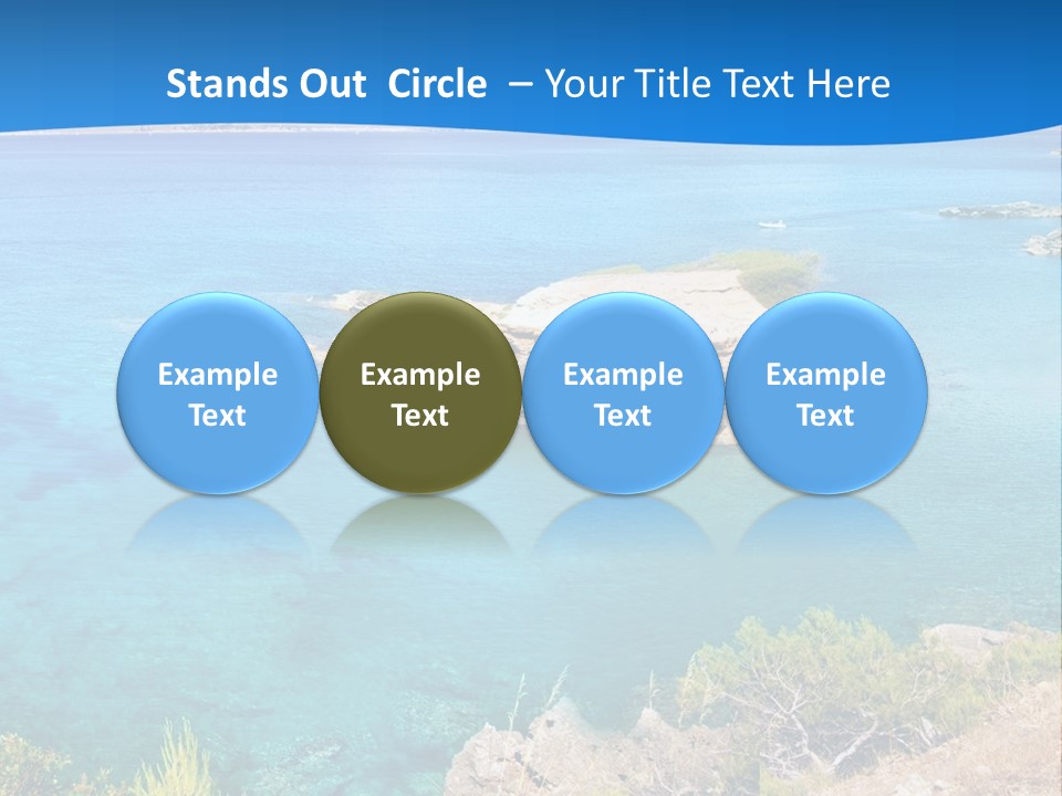 A Beautiful Blue Ocean With A Sandy Beach In The Foreground PowerPoint Template