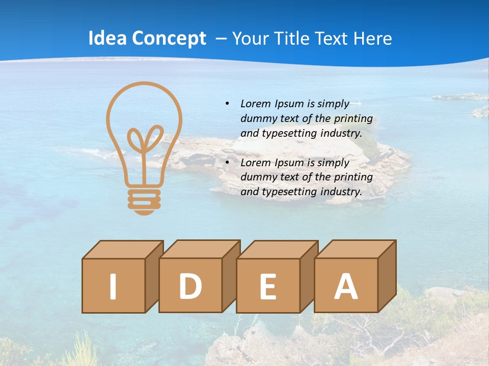 A Beautiful Blue Ocean With A Sandy Beach In The Foreground PowerPoint Template