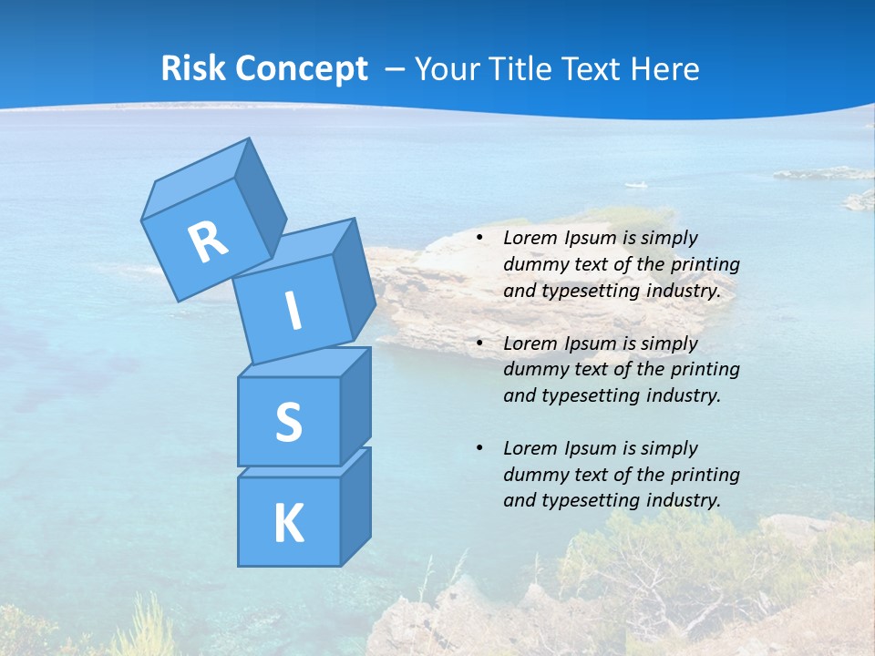 A Beautiful Blue Ocean With A Sandy Beach In The Foreground PowerPoint Template