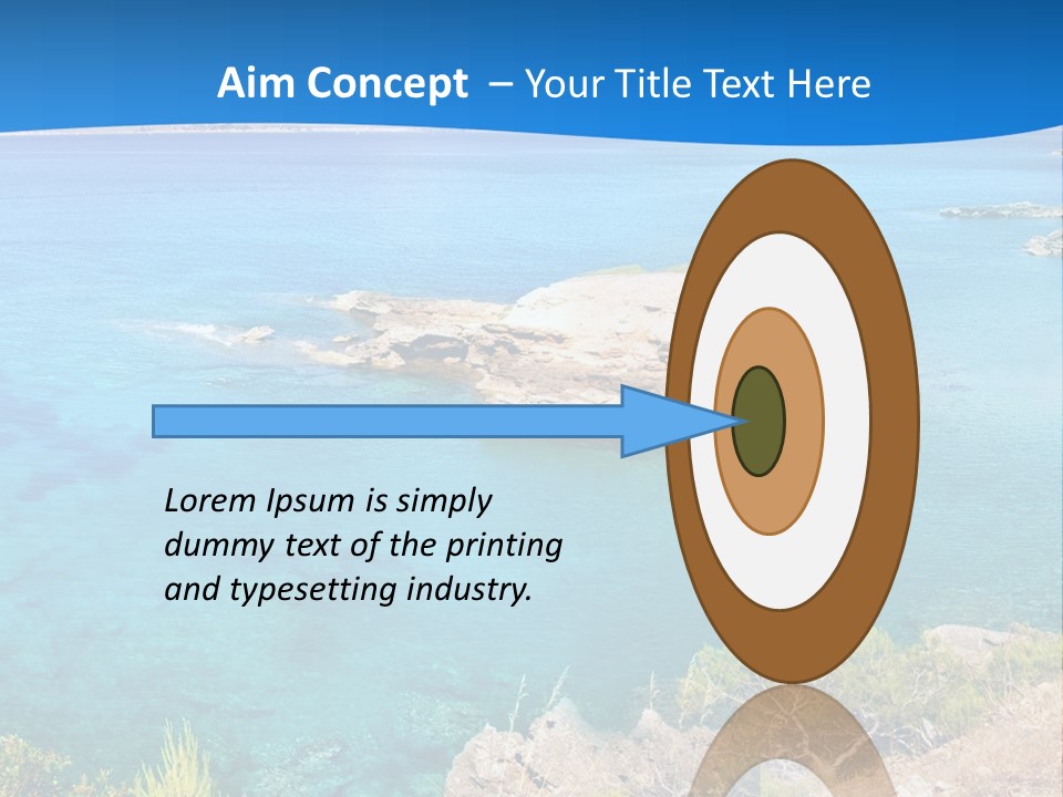 A Beautiful Blue Ocean With A Sandy Beach In The Foreground PowerPoint Template