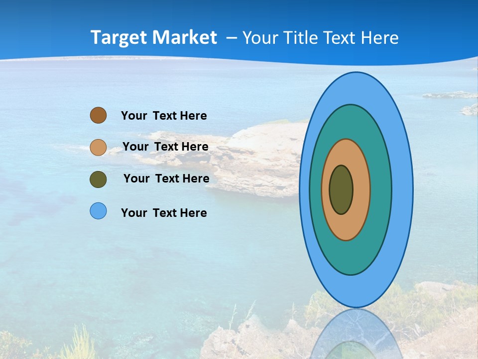 A Beautiful Blue Ocean With A Sandy Beach In The Foreground PowerPoint Template