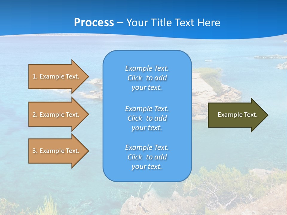 A Beautiful Blue Ocean With A Sandy Beach In The Foreground PowerPoint Template