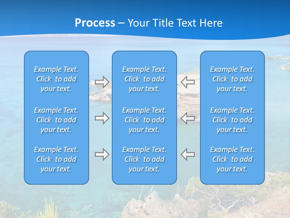 A Beautiful Blue Ocean With A Sandy Beach In The Foreground PowerPoint Template