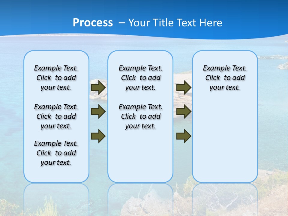 A Beautiful Blue Ocean With A Sandy Beach In The Foreground PowerPoint Template