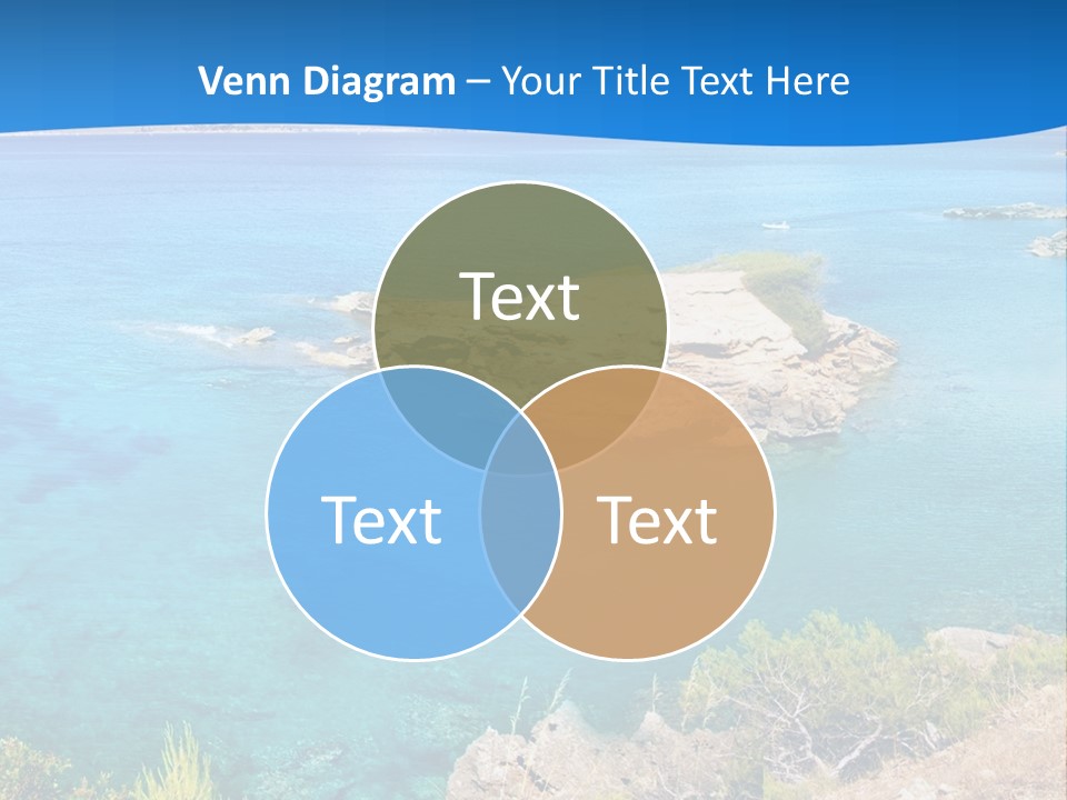 A Beautiful Blue Ocean With A Sandy Beach In The Foreground PowerPoint Template