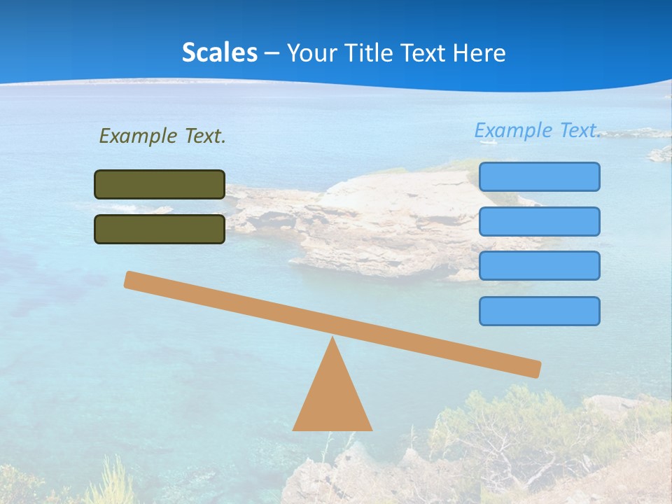 A Beautiful Blue Ocean With A Sandy Beach In The Foreground PowerPoint Template