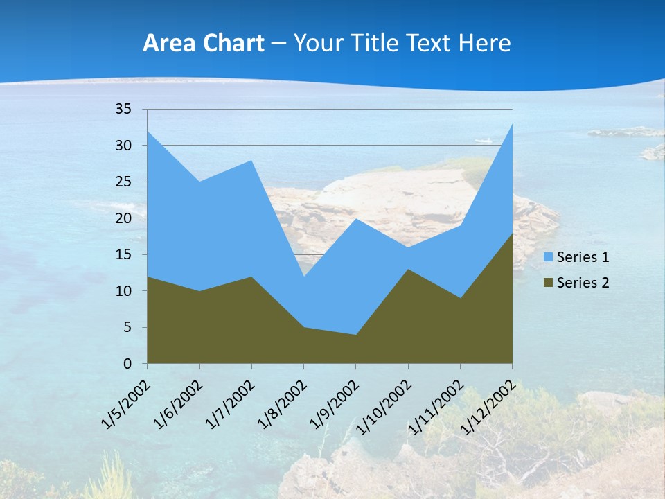 A Beautiful Blue Ocean With A Sandy Beach In The Foreground PowerPoint Template