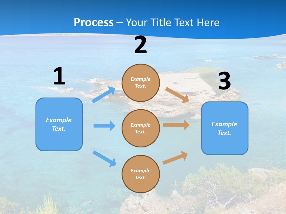 A Beautiful Blue Ocean With A Sandy Beach In The Foreground PowerPoint Template