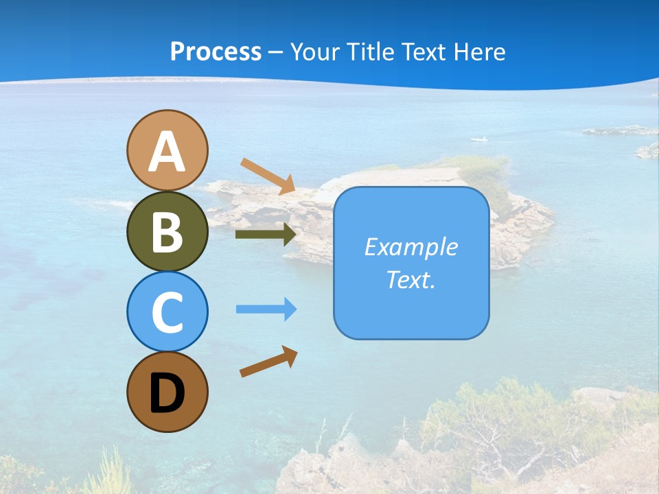 A Beautiful Blue Ocean With A Sandy Beach In The Foreground PowerPoint Template