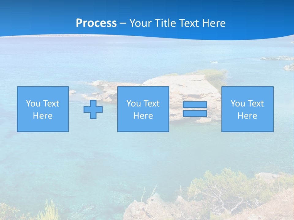A Beautiful Blue Ocean With A Sandy Beach In The Foreground PowerPoint Template