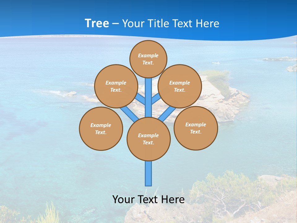 A Beautiful Blue Ocean With A Sandy Beach In The Foreground PowerPoint Template