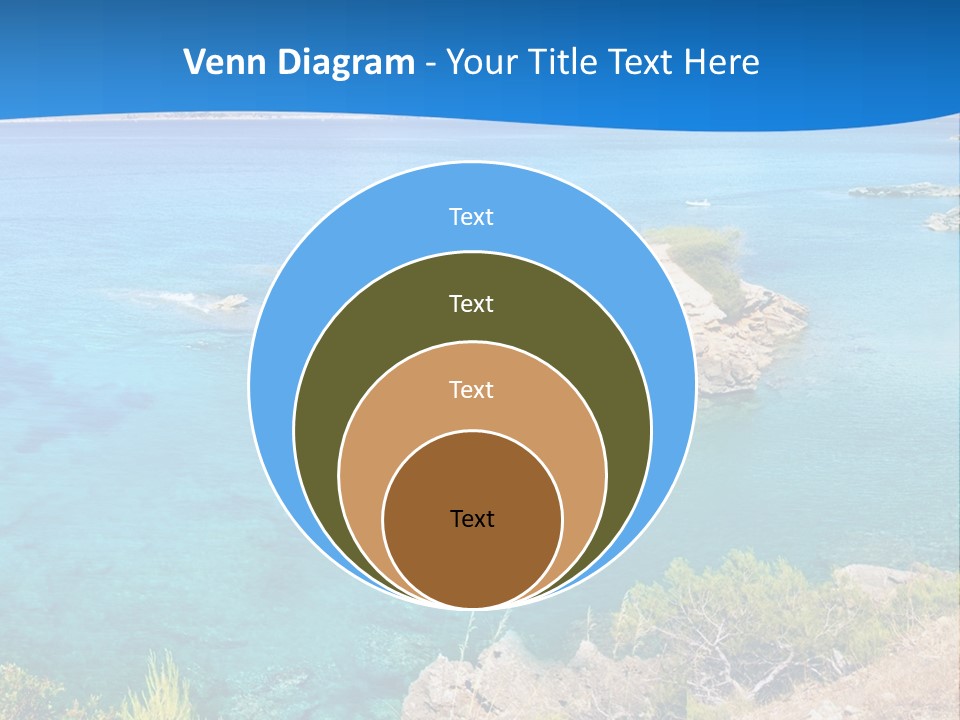 A Beautiful Blue Ocean With A Sandy Beach In The Foreground PowerPoint Template