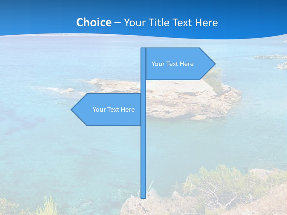 A Beautiful Blue Ocean With A Sandy Beach In The Foreground PowerPoint Template