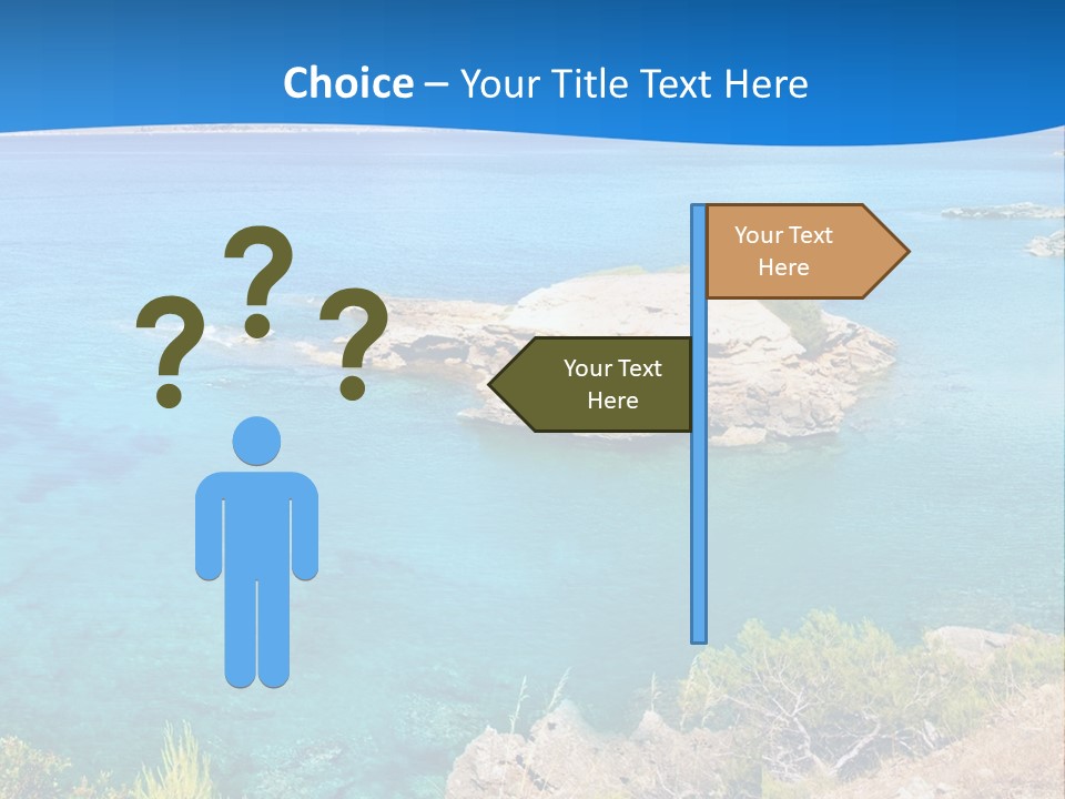 A Beautiful Blue Ocean With A Sandy Beach In The Foreground PowerPoint Template