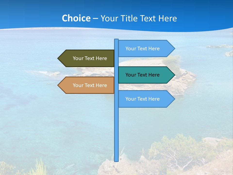 A Beautiful Blue Ocean With A Sandy Beach In The Foreground PowerPoint Template