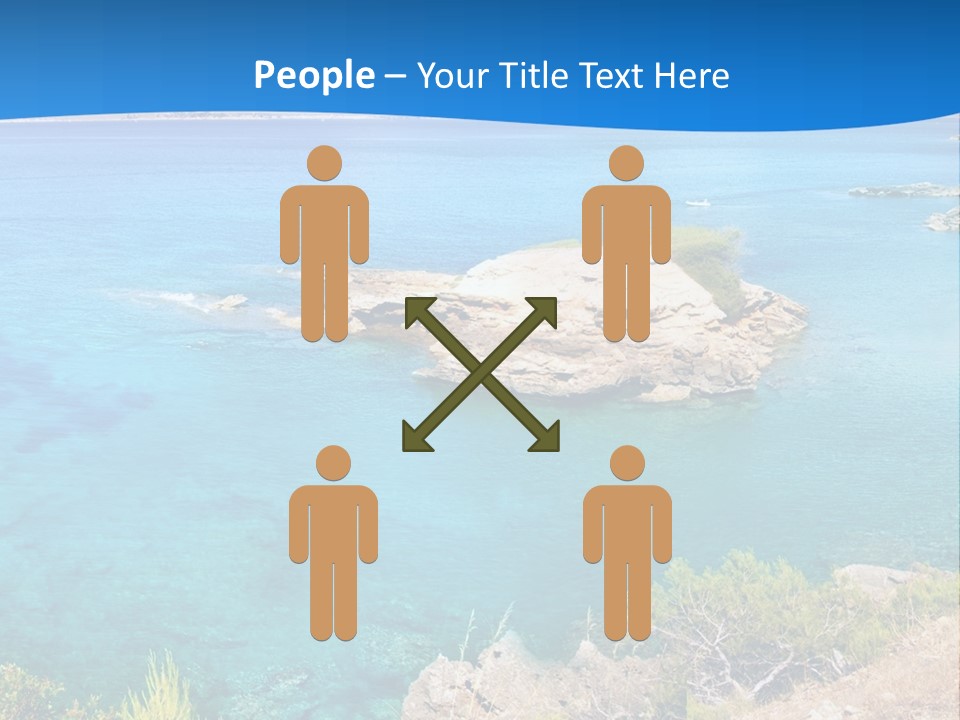 A Beautiful Blue Ocean With A Sandy Beach In The Foreground PowerPoint Template