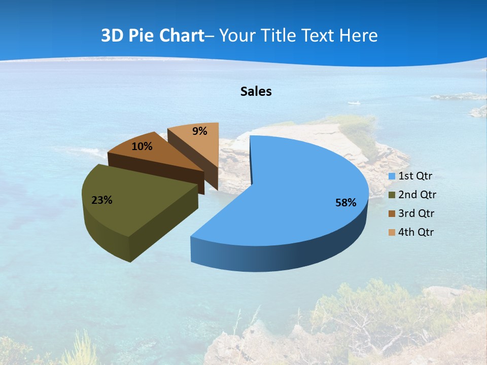 A Beautiful Blue Ocean With A Sandy Beach In The Foreground PowerPoint Template