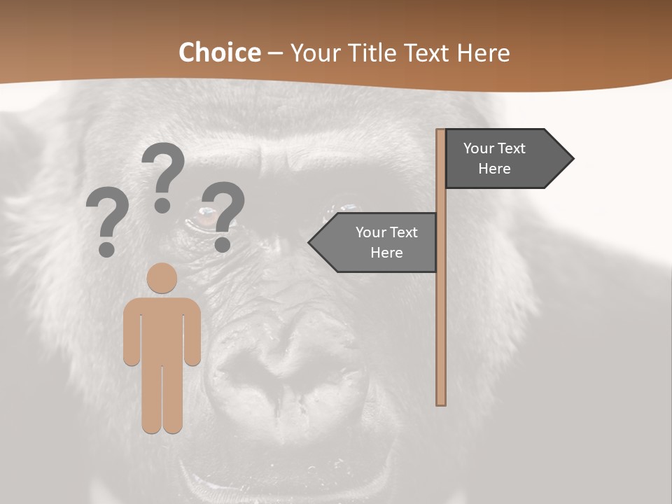 A Gorilla Wearing A Suit And Tie With A Brown Background PowerPoint Template