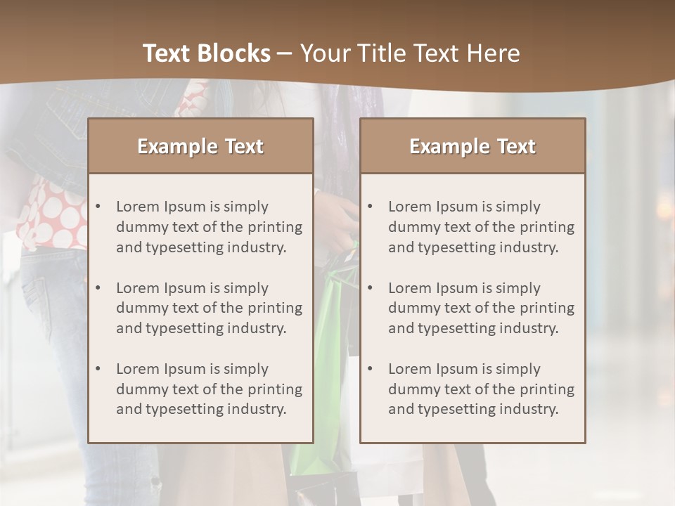 Two Beautiful Women With Shopping Bags Powerpoint Template PowerPoint Template