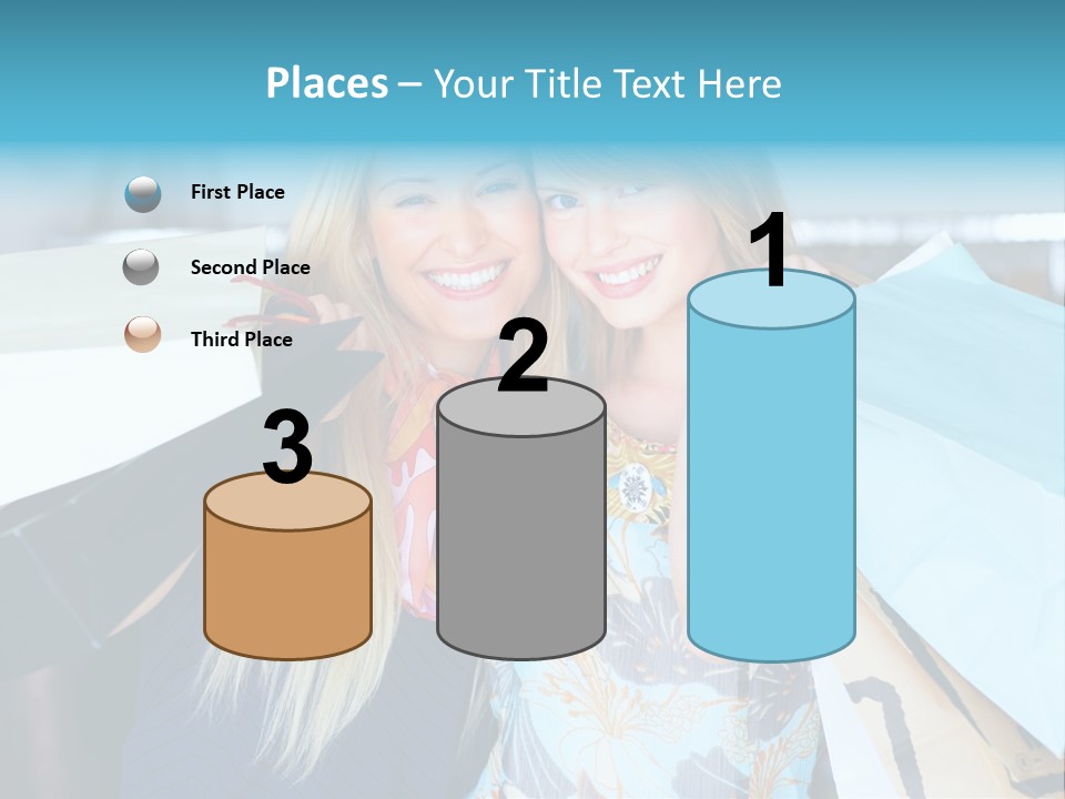 Two Beautiful Women Holding Shopping Bags Powerpoint Template PowerPoint Template