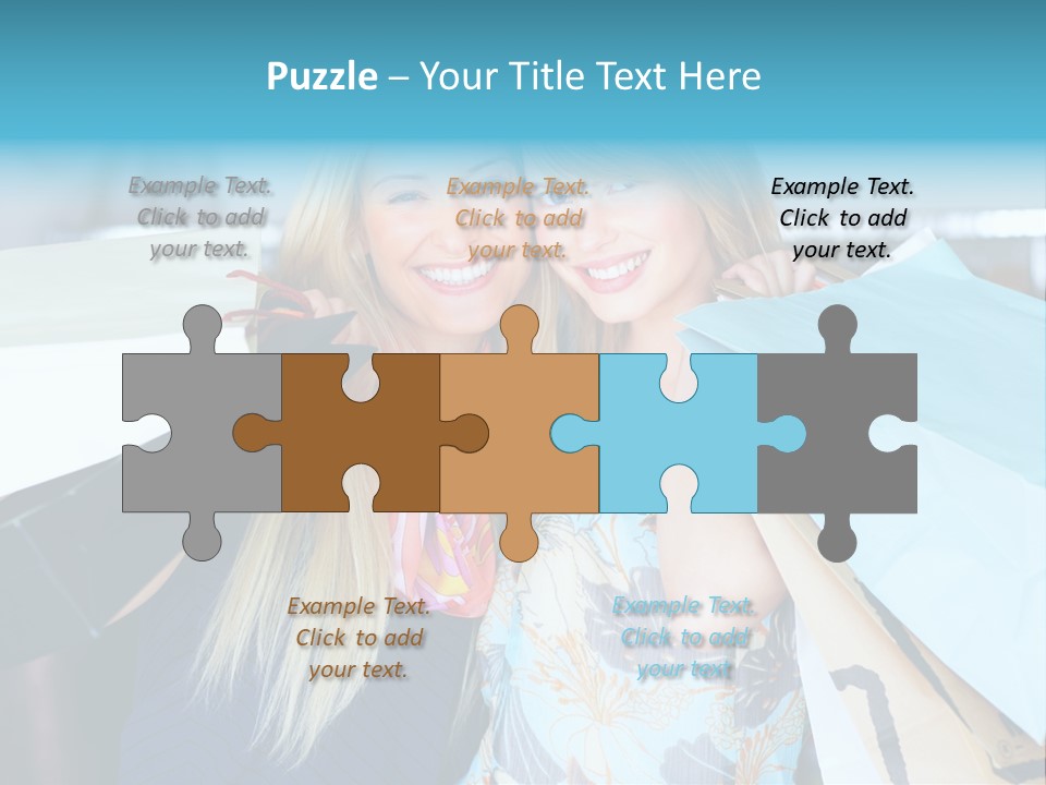 Two Beautiful Women Holding Shopping Bags Powerpoint Template PowerPoint Template