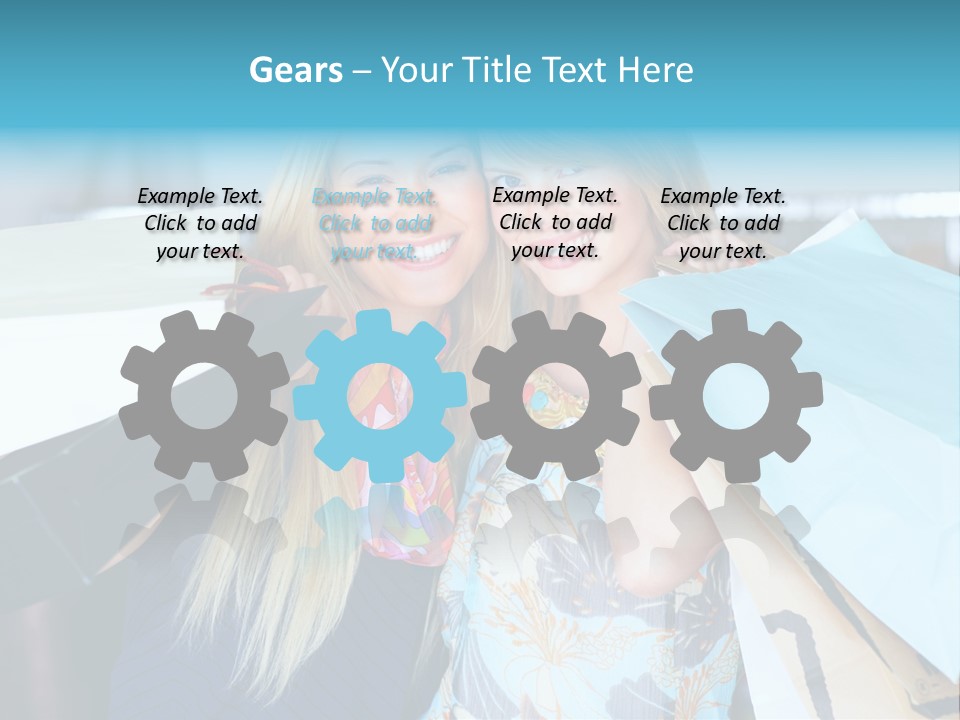 Two Beautiful Women Holding Shopping Bags Powerpoint Template PowerPoint Template