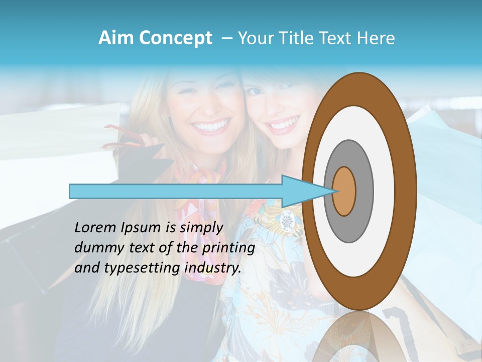 Two Beautiful Women Holding Shopping Bags Powerpoint Template PowerPoint Template