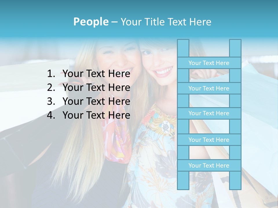 Two Beautiful Women Holding Shopping Bags Powerpoint Template PowerPoint Template