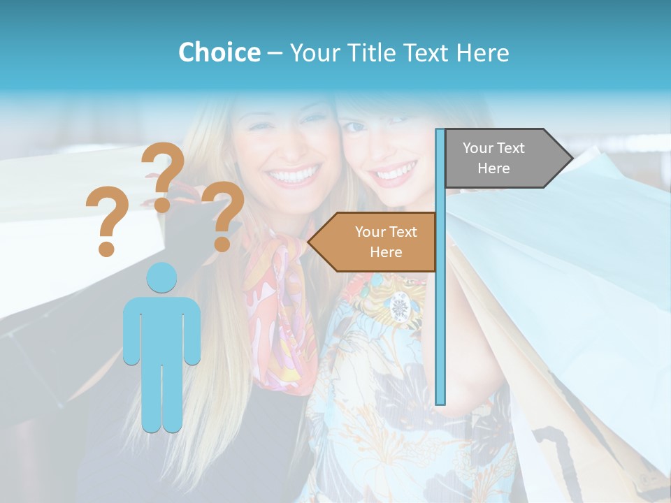Two Beautiful Women Holding Shopping Bags Powerpoint Template PowerPoint Template